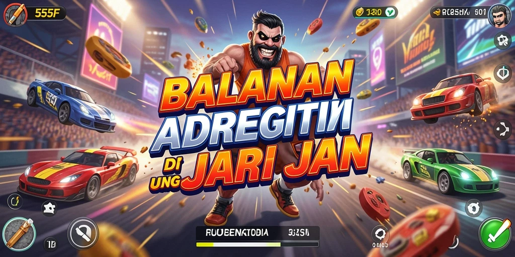 Screenshot gameplay <strong>555F</strong> menampilkan aksi balap yang mendebarkan di lintasan.