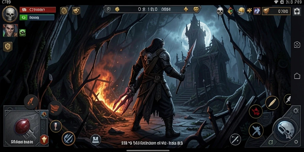 Tangkapan layar dari gameplay C789 yang menampilkan kegelapan yang menakutkan.