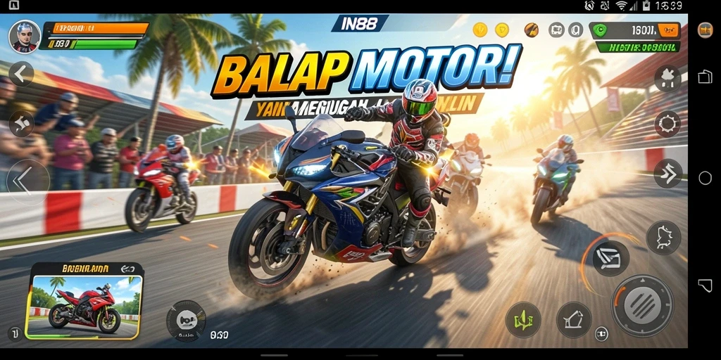 Tampilan menarik gameplay balap motor di IN88.