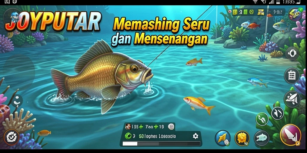 Screenshot gameplay JOYPUTAR menampilkan aksi menangkap ikan yang seru.