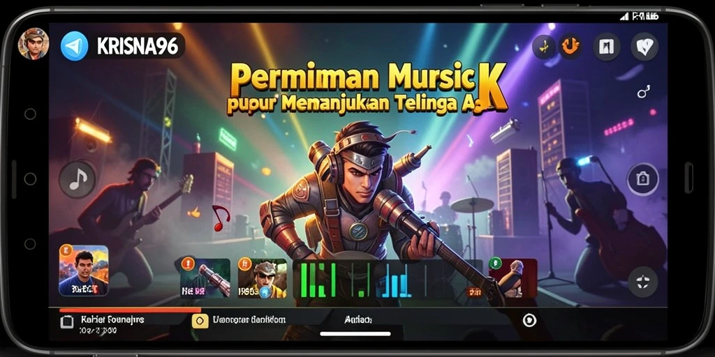 Tampilan gameplay seru di KRISNA96 dengan berbagai lagu menarik.