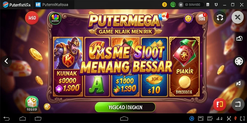 Tampilan menarik dari gameplay PUTERMEGA dengan gulungan yang berputar.