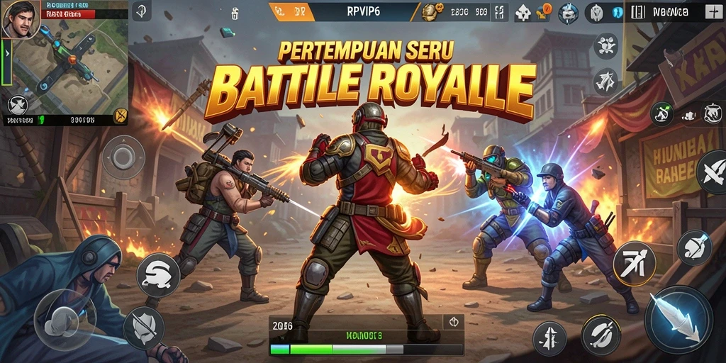 Screenshot RPVIP6 menampilkan pertempuran intens dalam arena Battle Royale.