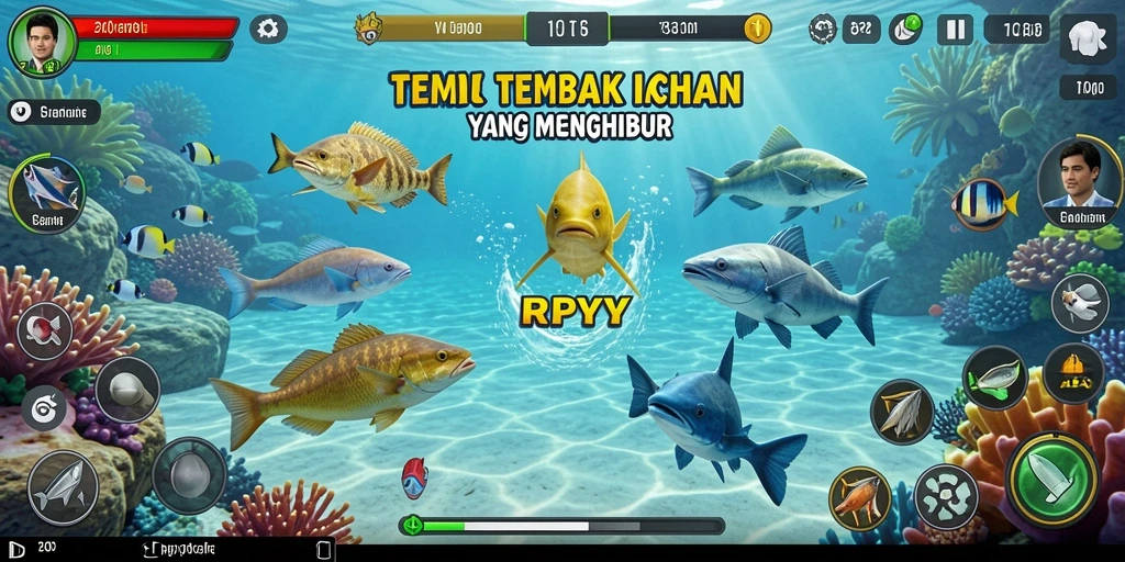 Screenshot gameplay seru RPYYY saat menembak ikan.