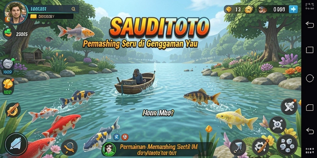 Tampilan gameplay SAUDITOTO yang menakjubkan saat memancing.