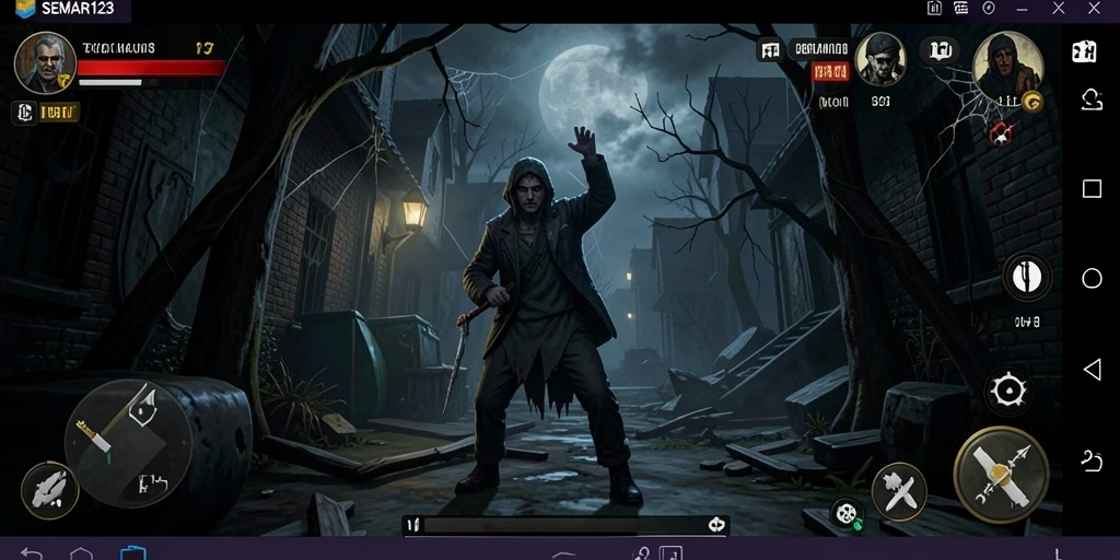 Gameplay seram dengan makhluk menyeramkan mengintai di kegelapan.