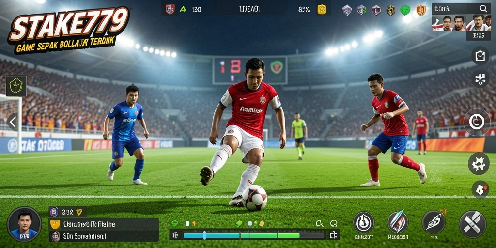 Gambar menunjukkan gameplay seru STAKE779 dengan aksi di lapangan sepak bola.