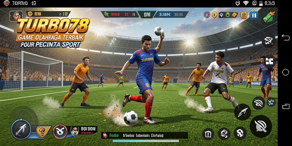 Screenshot utama TURBO78 menampilkan aksi seru dalam pertandingan olahraga.